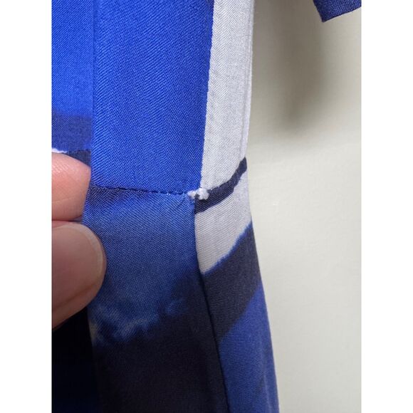 BELLA DAHL Wave Print V-Neck Short Sleeve Maxi Shirt Dress, Sz S - Picture 12 of 15